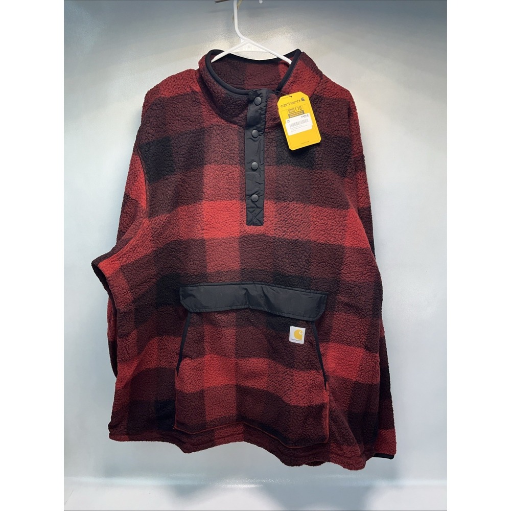 Carhartt Mens Relaxed Fit Fleece Pullover OJ4991-M 3XL Tall Red/Black Brand New